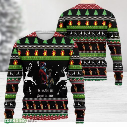 The Sax Player Is Here Santa Claus Plays Ugly Christmas Sweater 3D All Over Printed Sweaters Christmas Gift