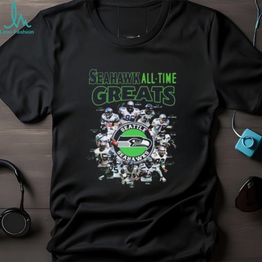 The Seattle Seahawks Football Teams Seahawk All Time Greats Signatures shirt