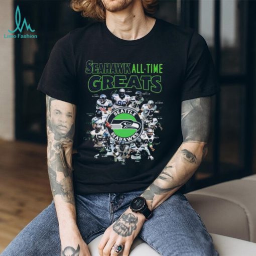 The Seattle Seahawks Football Teams Seahawk All Time Greats Signatures shirt