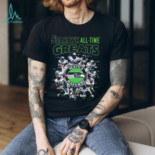 The Seattle Seahawks Football Teams Seahawk All Time Greats Signatures shirt