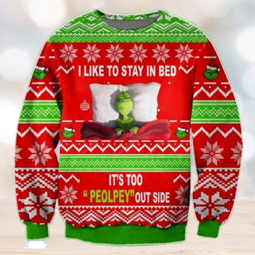 The funny character I Like To Stay In Bed Ugly Christmas Sweatshirt