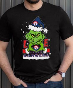 The grinch love heart Texas rangers football Christmas 2023 Shirt