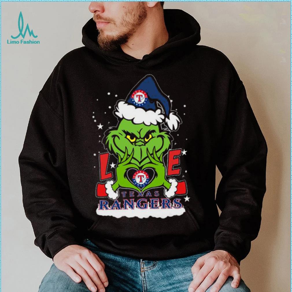The grinch love heart Texas rangers football Christmas 2023 Shirt The grinch love heart Texas rangers football Christmas 2023 Shirt