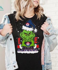 The grinch love heart Texas rangers football Christmas 2023 Shirt