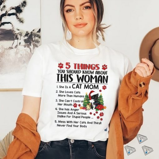 This Woman Loves Cats and Christmas Shirt