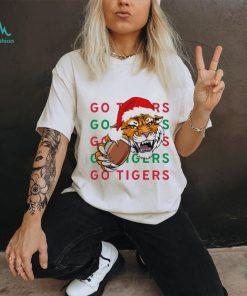 Tiger With A Football And Christmas Hat T shirt