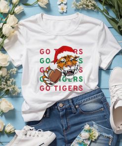 Tiger With A Football And Christmas Hat T shirt