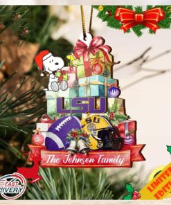 Tigers And Snoopy Christmas NCAA Ornament Custom Your Family Name