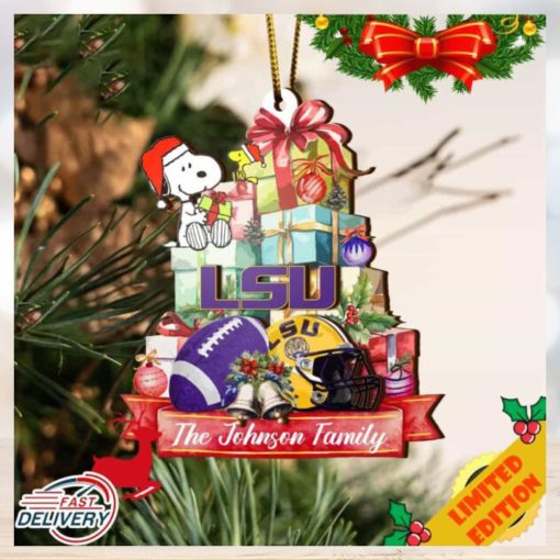 Tigers And Snoopy Christmas NCAA Ornament Custom Your Family Name