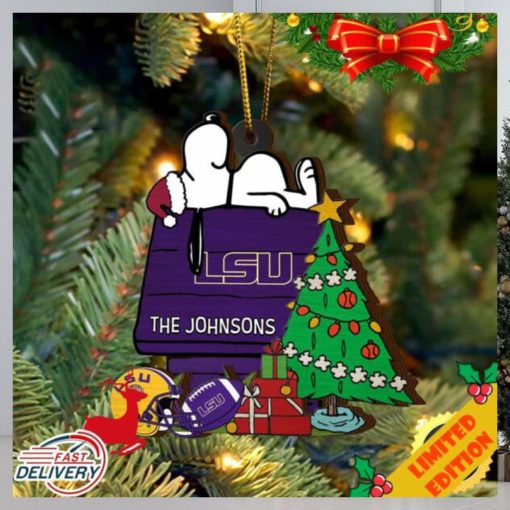 Tigers Snoopy Christmas NCAA Ornament Custom Name