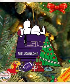 Tigers Snoopy Christmas NCAA Ornament Custom Name