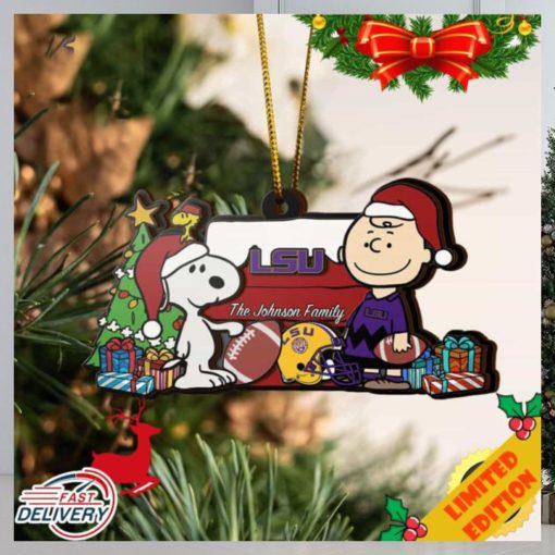 Tigers Snoopy Christmas NCAA Ornament Custom Your Family Name
