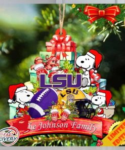 Tigers Snoopy Christmas NCAA Ornament Personalized Your Family Name