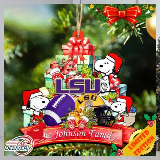 Tigers Snoopy Christmas NCAA Ornament Personalized Your Family Name