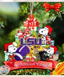 Tigers Snoopy Christmas NCAA Ornament Personalized Your Family Name