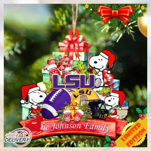 Tigers Snoopy Christmas NCAA Ornament Personalized Your Family Name