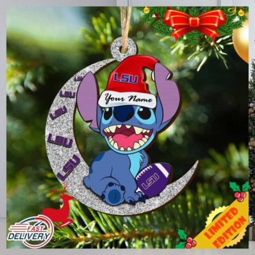 Tigers Stitch Christmas Ornament NCAA And Stitch With Moon Ornament