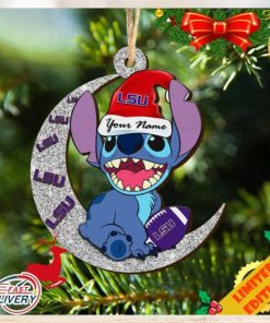 Tigers Stitch Christmas Ornament NCAA And Stitch With Moon Ornament