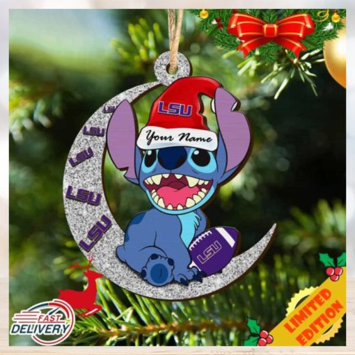 Tigers Stitch Christmas Ornament NCAA And Stitch With Moon Ornament