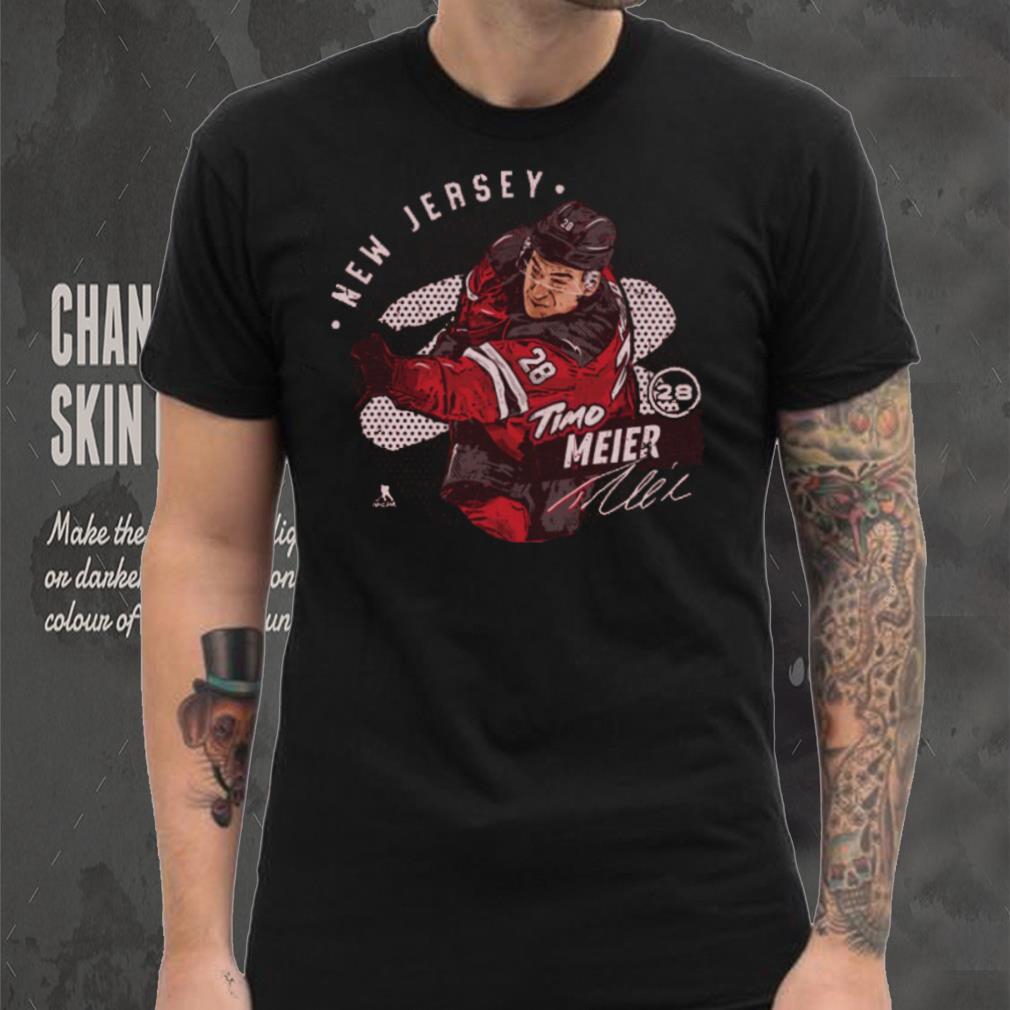 Timo Meier New Jersey Dots WHT Shirt Timo Meier New Jersey Dots WHT Shirt