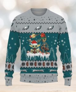 Tis The Season Christmas 2023 Baby Yoda Groot Cute Gift Football American Philadelphia Eagles Ugly Xmas Sweater AOP