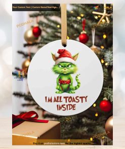 Toasty Grinch Cat Christmas Bauble, Funny Grinch Christmas Tree Decorations