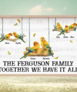 Together We Have It All, Parrot Bird Family Personalized Canvas Poster, Gift For Family
