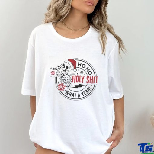 Top Skull Santa Claus Ho Ho Holy Shit What A Year T Shirt