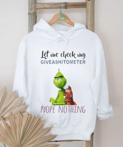 Top The Grinch And Max Let Me Check My Giveashitometer Nope Nothing T Shirt