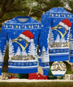 Toronto Blue Jays Logo Golden Fans Santa Hat Tree Ugly Christmas Sweater