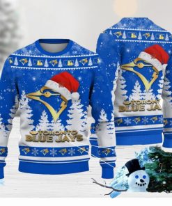 Toronto Blue Jays Logo Wearing Santa Hat Christmas Gift Ugly Christmas Sweater Christmas Gift Ideas