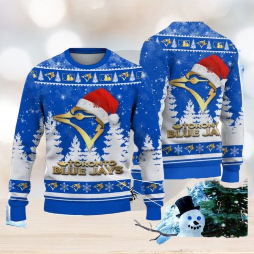 Toronto Blue Jays Logo Wearing Santa Hat Christmas Gift Ugly Christmas Sweater Christmas Gift Ideas