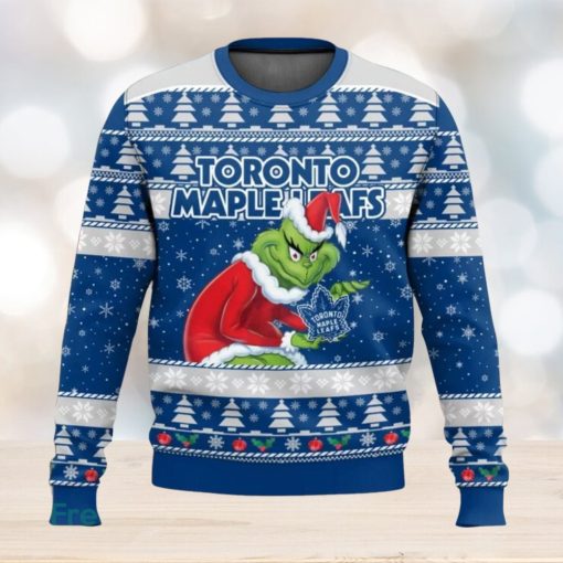 Toronto Maple Leafs Grinch AOP Ugly Christmas Sweater Christmas Gift For Men And Women