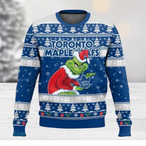 Toronto Maple Leafs Grinch AOP Ugly Christmas Sweater Christmas Gift For Men And Women