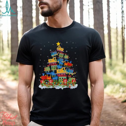 Train Lover Xmas Tree Santa Christmas Train T Shirt