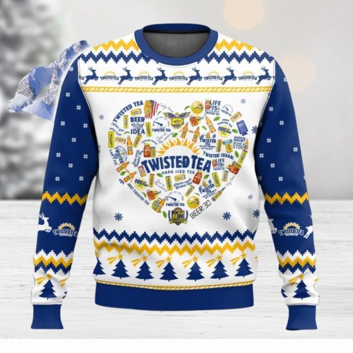 Twisted Tea Heart All Over Printed Ugly Christmas Sweater Trending Xmas Christmas Gift