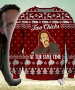 Two Chicks At The Same Time For Unisex Ugly Christmas Sweater