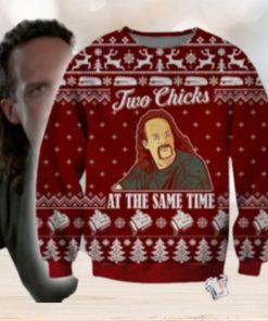 Two Chicks At The Same Time For Unisex Ugly Christmas Sweater