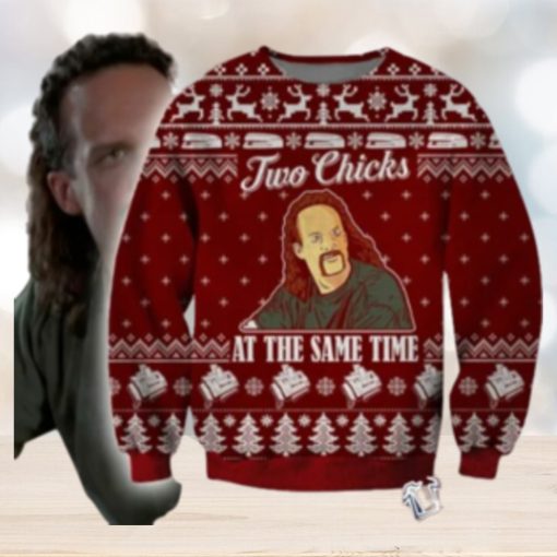 Two Chicks At The Same Time For Unisex Ugly Christmas Sweater