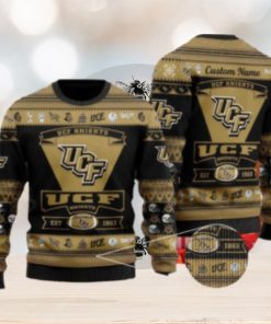 UCF Knights Football Team Logo Ugly Christmas 3D Sweater Party Custom Name