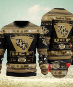 UCF Knights Football Team Logo Ugly Christmas 3D Sweater Party Custom Name