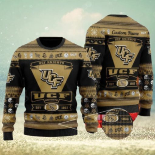 UCF Knights Football Team Logo Ugly Christmas 3D Sweater Party Custom Name