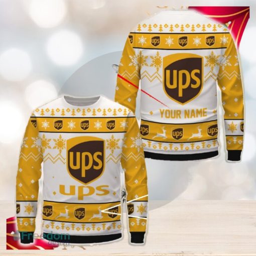 UPS Logo Brands Ugly Christmas Sweater Gift Holidays Custom Name