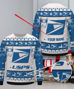 USPS Ugly Christmas Sweater 3D Xmas Gift Ideas For Fans Custom Name