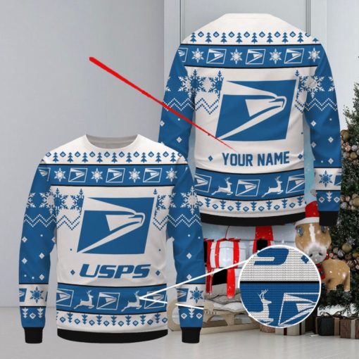 USPS Ugly Christmas Sweater 3D Xmas Gift Ideas For Fans Custom Name