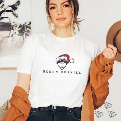 Uconn huskies logo with santa hat shirt
