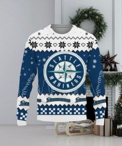 Ugly Christmas Sweater Snow Team Logo Seattle Mariners Unisex Gifts For Fan