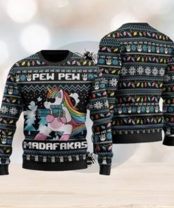 Unicorn Pew Pew Madafakas Ugly Christmas Sweater