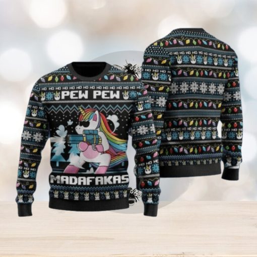 Unicorn Pew Pew Madafakas Ugly Christmas Sweater