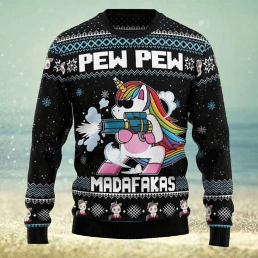 Unicorn Pew Pew Pew Pew Sweater Xmas Sweater Christmas Gift Unisex Sweater Gift Ugly Sweater